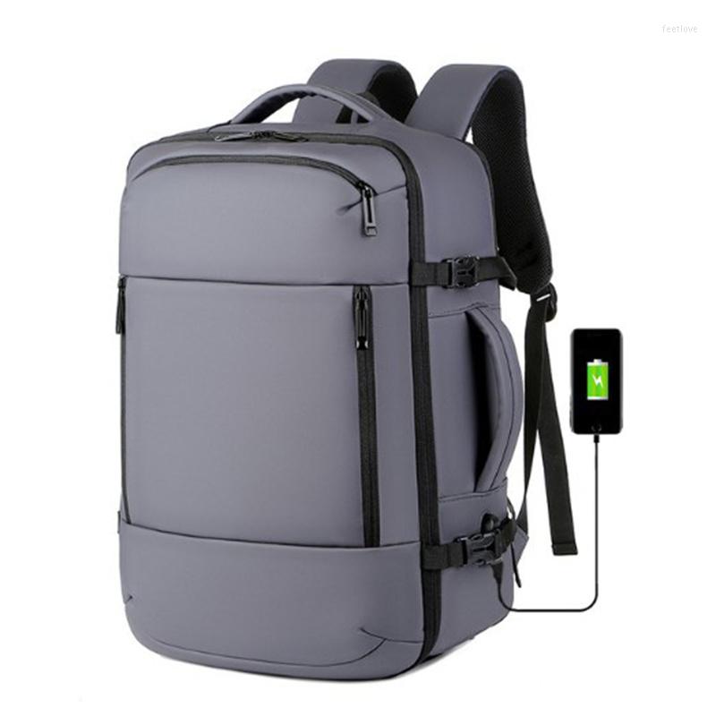 

Backpack Large Multifunctional 40L Expandable 17" Laptop USB Charging SchoolBag Waterproof Travel Bag Shoes Compartment, Black