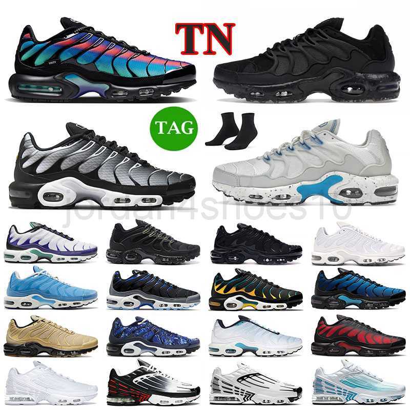 

2023 tn plus 3 running shoes men women tn 3 Unity Terrascape Triple black white Leather University Blue Royal Grey Laser Blue Wolf Grey mens trainer outdoor sneakers 2.5, 40-46 black royal grey