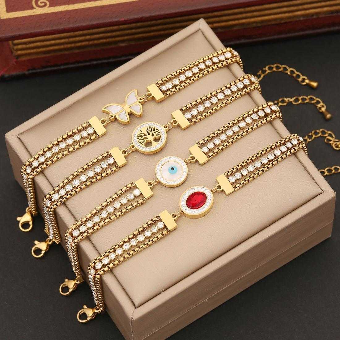 

Accessories Drop Oil Eye Bracelet Elegant Red Zircon Ins Stainless Steel Jewelry