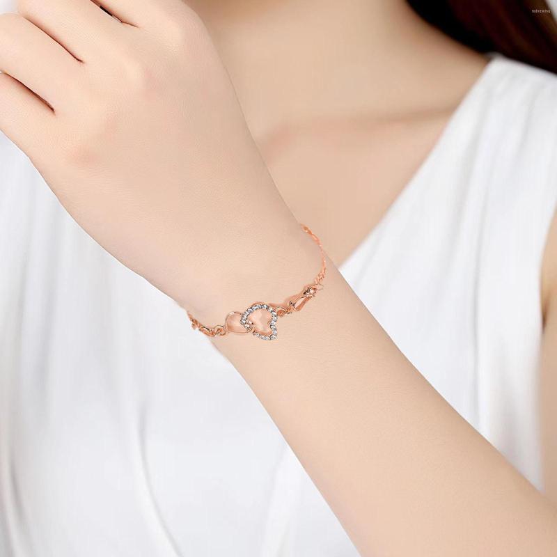 

Link Bracelets Style Bracelet Fashion Micro-inlaid Hollow Heart-shaped Zircon Crystal Chain Lady Female Party Jewelry Girls Gift