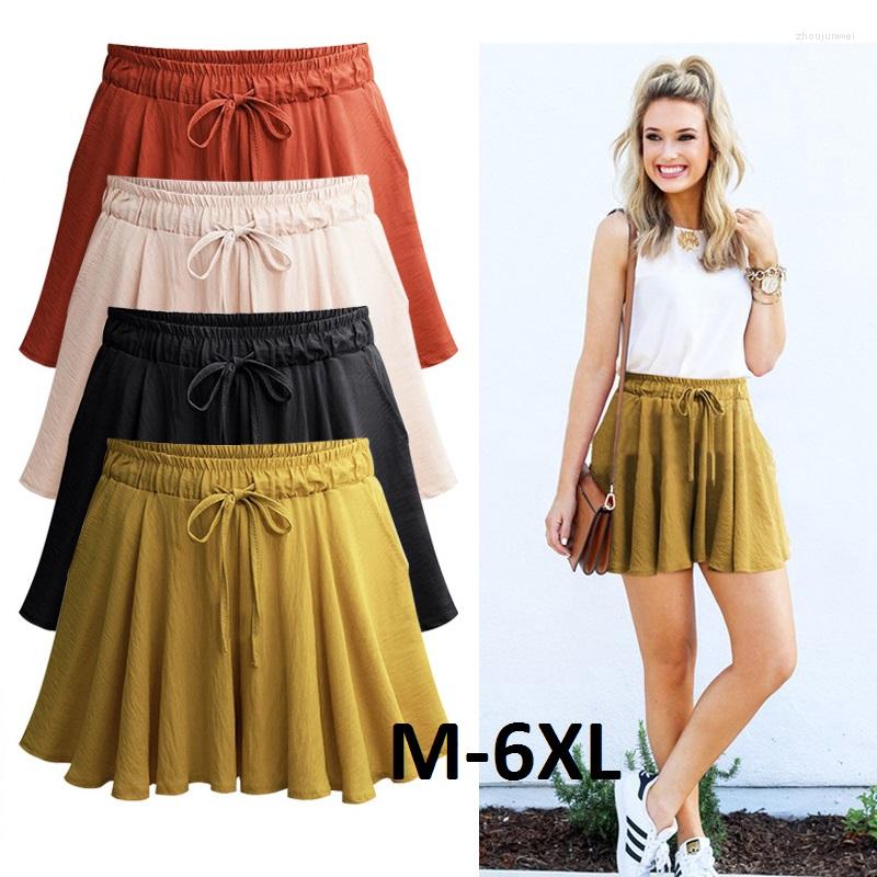 

Women's Shorts Women Summer Chiffon Casual Female Wide Leg Elastic High Waist Womens, Black