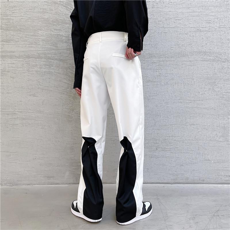 

Men's Pants 2023 Men Spring Summer Fashion Casual Wide Leg Streetwear Loose Straight Mens Patchwork Trousers U209, White