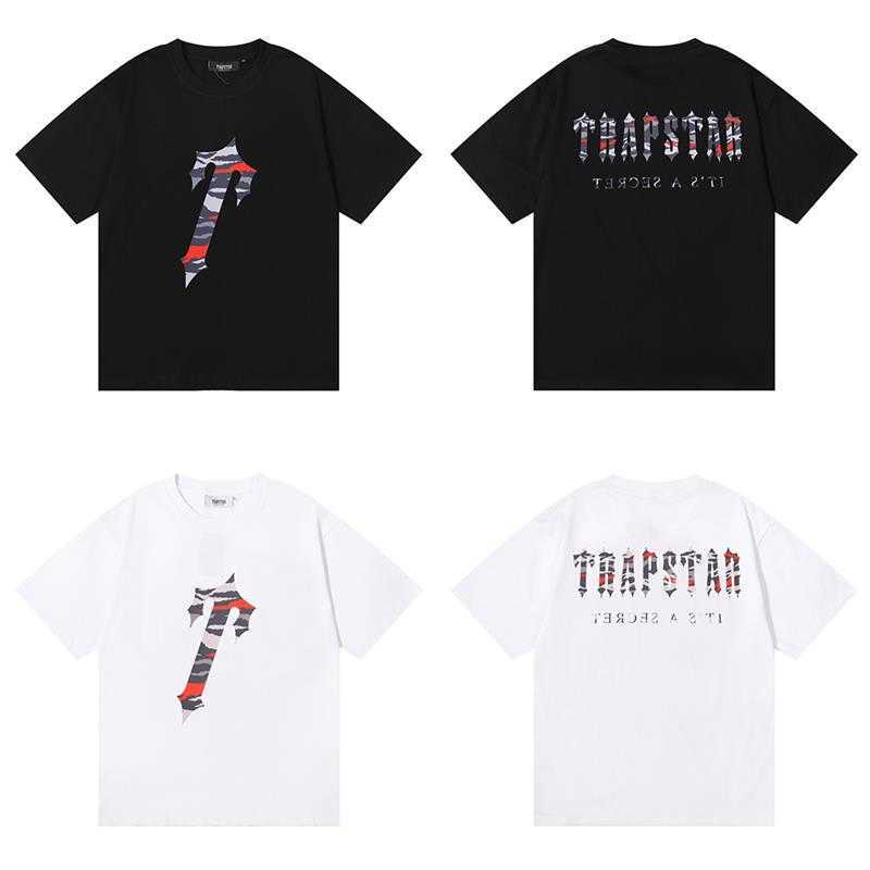 

Designer Fashion Clothing Tshirt Tees Small Trendy Trapstar London Red Camouflage Letter Pure Cotton Summer Couple Loose Fitting Short Sleeved Tshirt Luxury Casua, Black