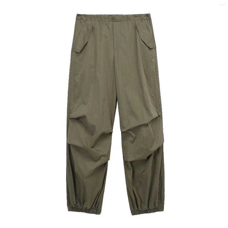 

Women's Pants Spring Autumn Women's Grey Green Pocket Loose Work Trousers Outdoor Fashion Sports Style, Khaki