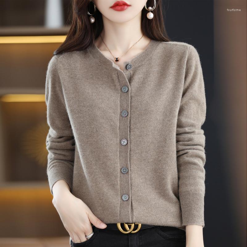 

Women' Knits Wool Women' Cardigan O-neck Knitted Cashmere Jacket Solid Color Spring And Autumn Korean Style Coat Top, Violet