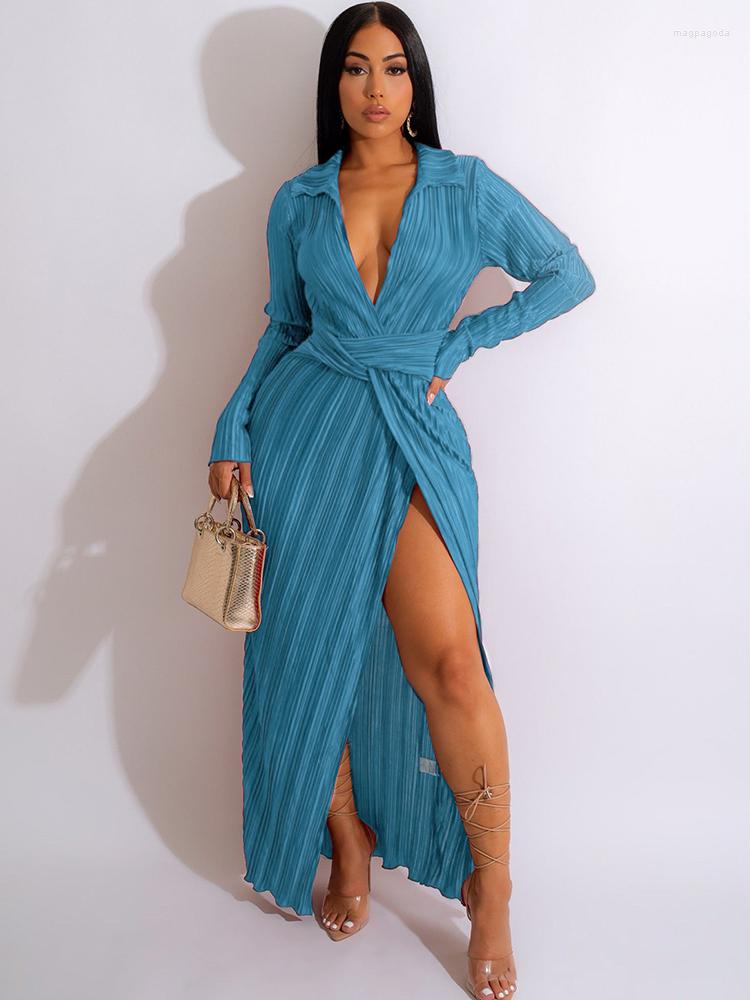 

Ethnic Clothing Long African Shirt Dress Women Lace Up Corset Full Sleeve Robes Spring Autumn Solid Pleated Sexy Maxi Vestidos