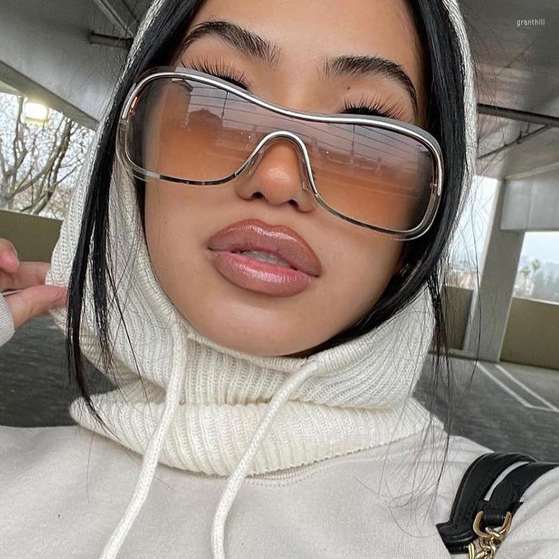 

Sunglasses Fashion One Piece Women 2023 Luxury Punk Designer Y2k Sun Glasses Goggle Men UV400 Eyewear Shades Gafas De Sol