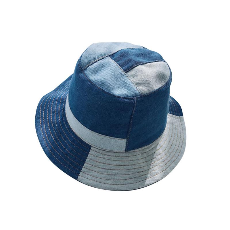 

Berets Denim Jeans Stitched Cowboy Fisherman Hats Japanese Men's Summer Foldable Short Brim Hip Hop Pocket Basin Bucket Cap 56-58cmBeret, Photo color