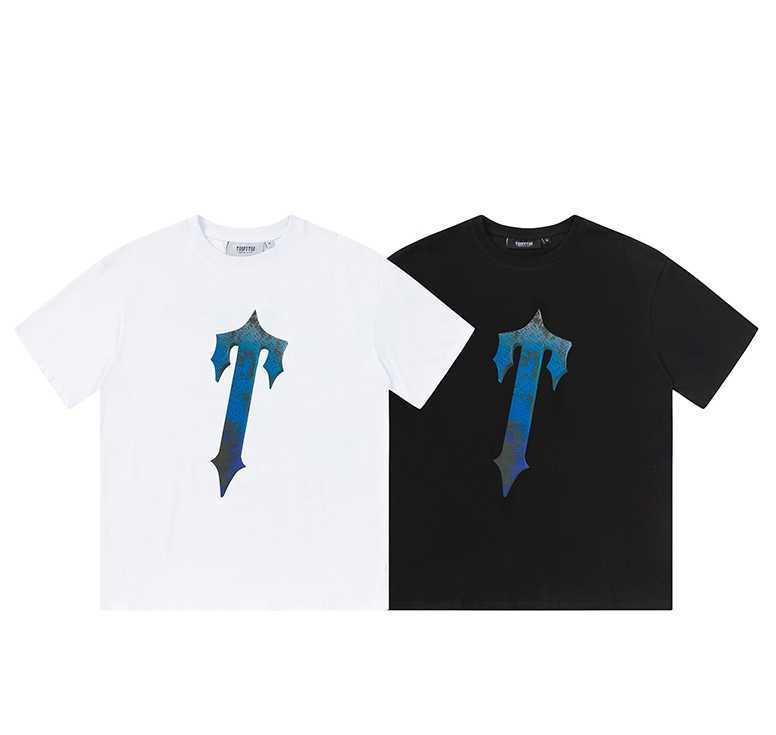 

Designer Fashion Clothing Tshirt Tees Trendy Brand Trapstar Steel Plate Oblique t Printing Short Sleeve Tshirt Street Loose Pure Cotton Casual Mens Top Luxury Casua, Black