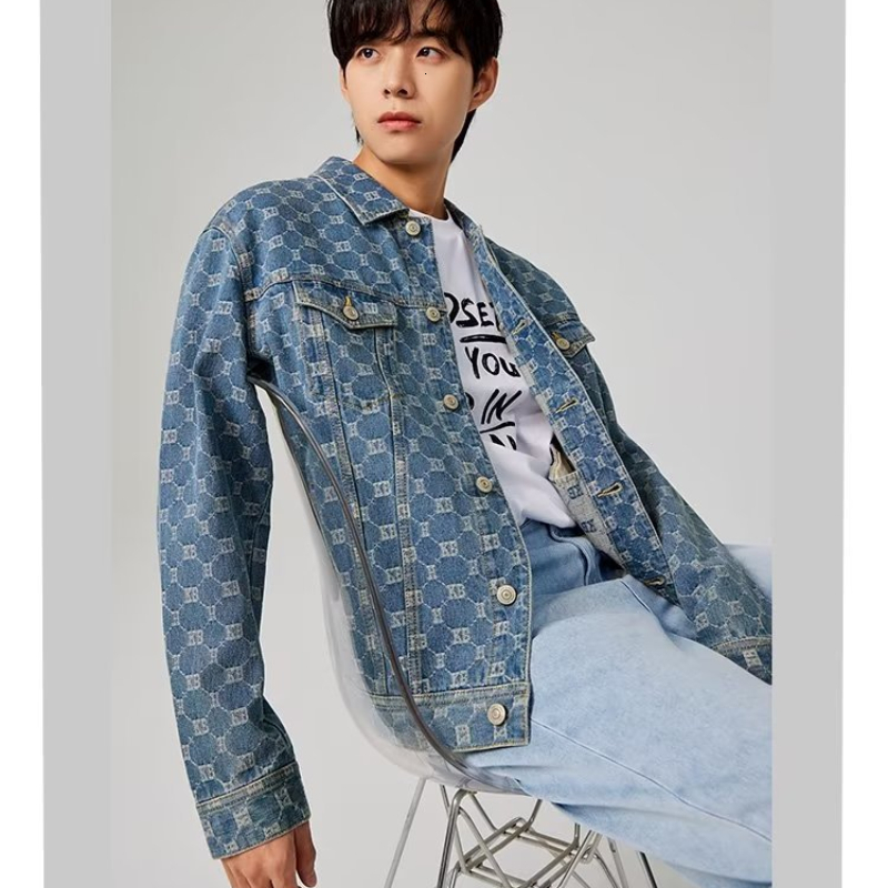 

Men's Jackets Spring and Autumn Men's Korean Fashion Coat Men's Casual Versatile Denim Jacket 230509, Blue