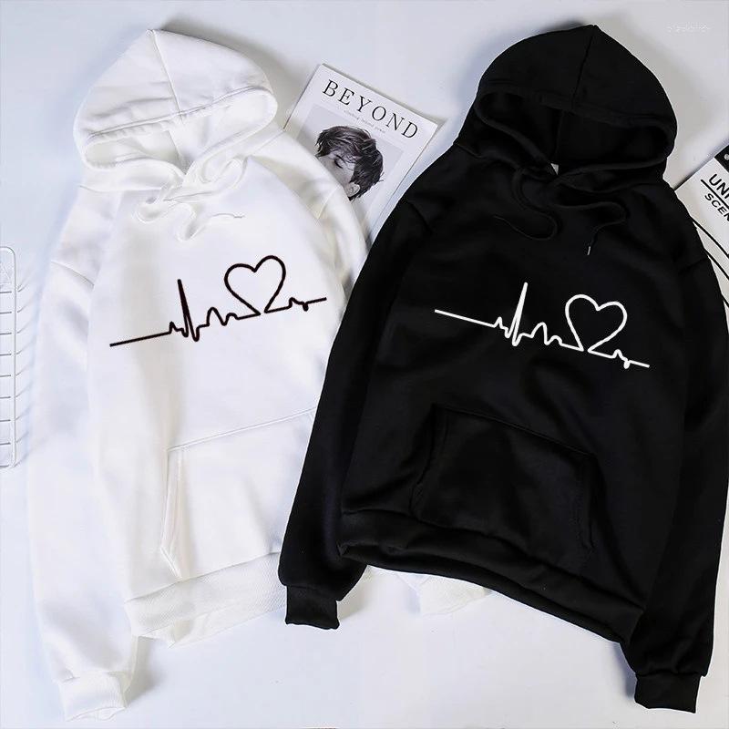 

Men's Hoodies 2023 Graffiti Heart Print Hoodie For Women Men Harajuku Style Fashion Vintage Casual Punk Letter Hip Hop Sweatshirt, White