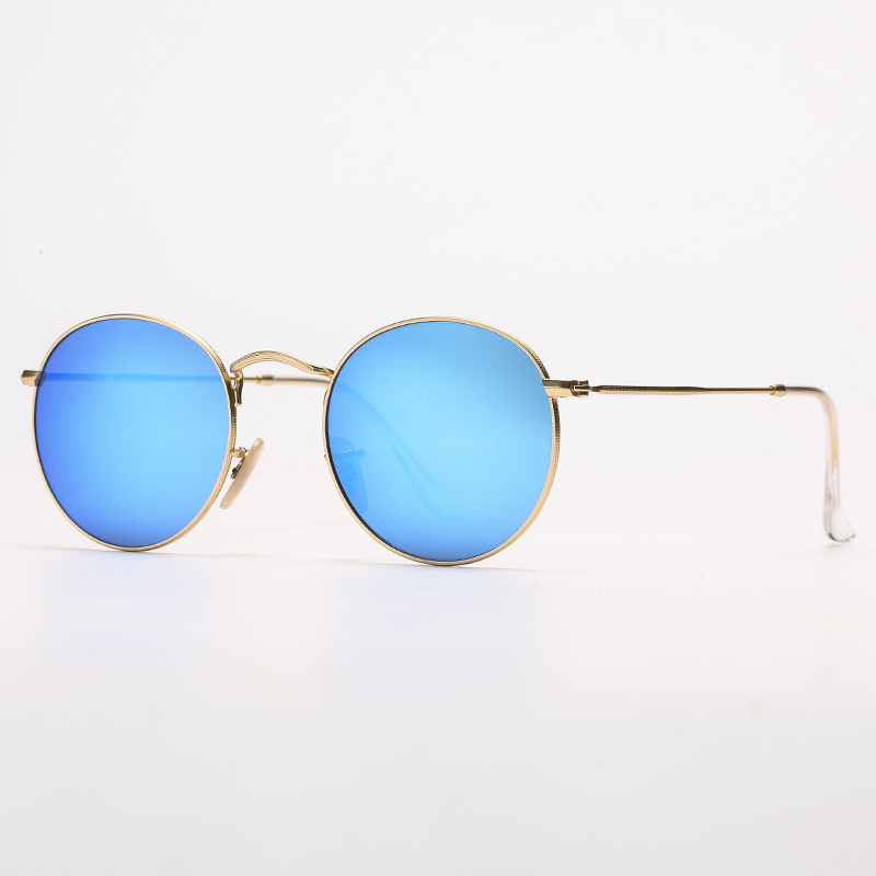 

Fashion Woman Sunglasses Round Mens Sunglass Metal UV Protection Driving Sun Glasses with Leather Case