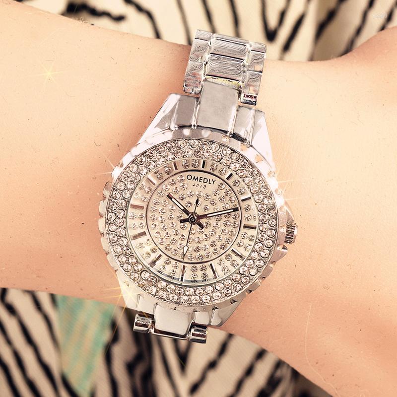 

Wristwatches 2023 Women Watches Diamond Quartz Ladies Rose Gold Watch Stainless Steel Clock Dress Relogio Feminino