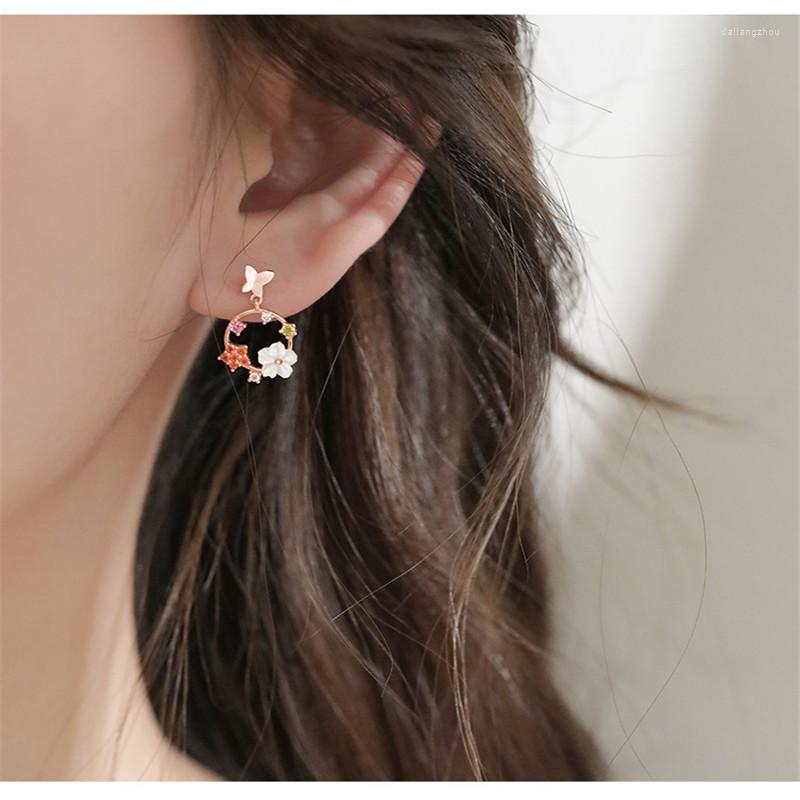 

Stud Earrings Fashion Jewelry Women Charm Butterfly Flower Small Temperament