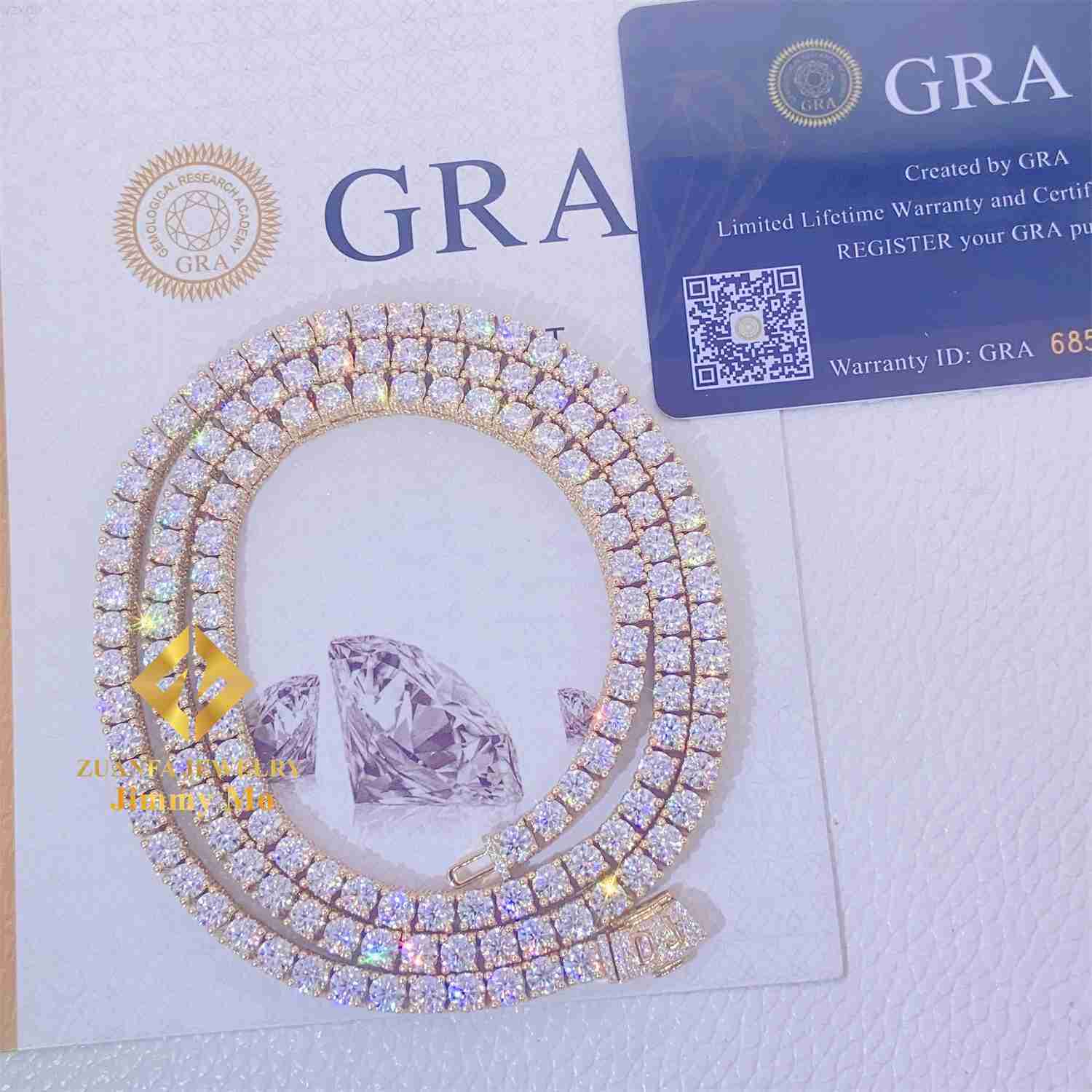 Customized 10k Real Yellow Gold Iced Out Jewelry Hip Hop Chain Gra Certificates 4mm Vvs Moissanite Cluster Tennis Chain Necklace-image-863974872