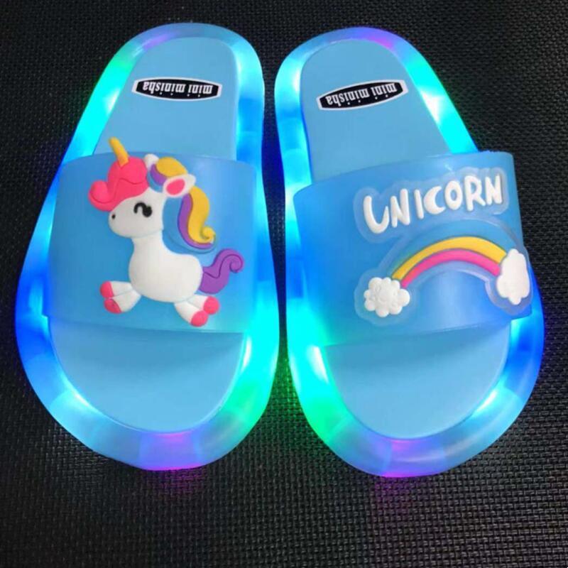 

Slipper Kids Glowing Slippers Children's Cartoon Casual Shoes Boys Girls Summer Beach LED Cute Unicorn Princess Baby Light Up Sandals 230509, A4