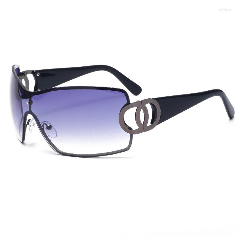 

Sunglasses Evove Fashion Women Conjoined Lens Rimless Sun Glasses Female Steampunk Goggles Shades Windproof Anti Reflction