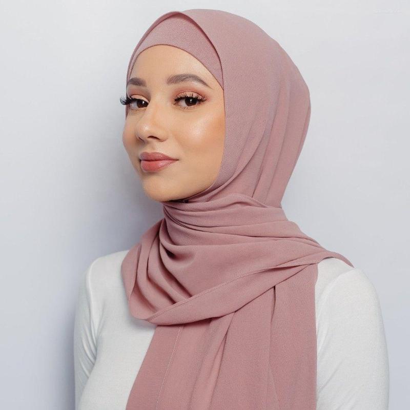 

Scarves Instant Muslim Women Heavy Chiffon Hijab Scarf With Bonnet Hijabs Caps Underscarf Headscarf