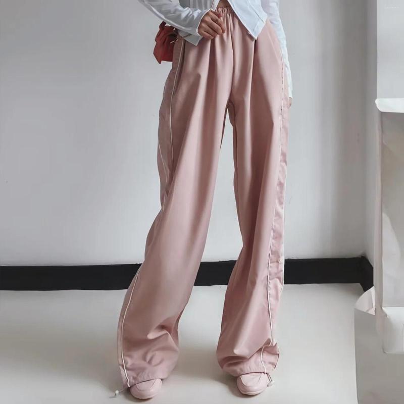 

Women' Pants Y2K Women Casual Sweatpants Side Stripe Ladies Trousers Drawstring Loose Summer Hip-Hop Simple Vintage Streetwear, Pink