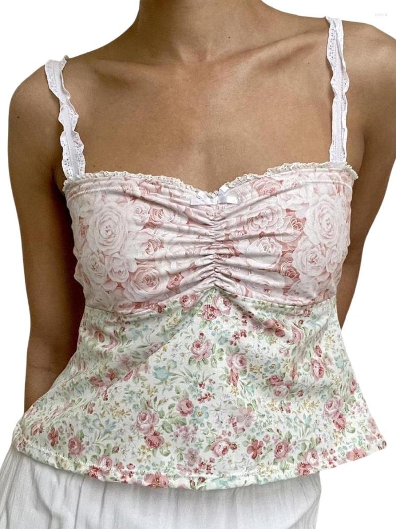 

Women' Tanks Women  Square Neck Backless Camis Sleeveless Halter Tie Up Sling Vest Floral Print Camisole Tops