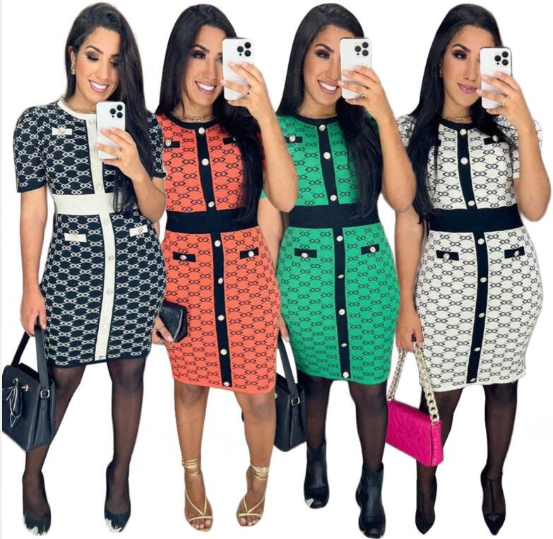 

Women Casual Dresses Long Skirt Belt Fit Skirts For Outwear Casual Letter Button Lady Slim Dresses Tees Knit Shirt, 01