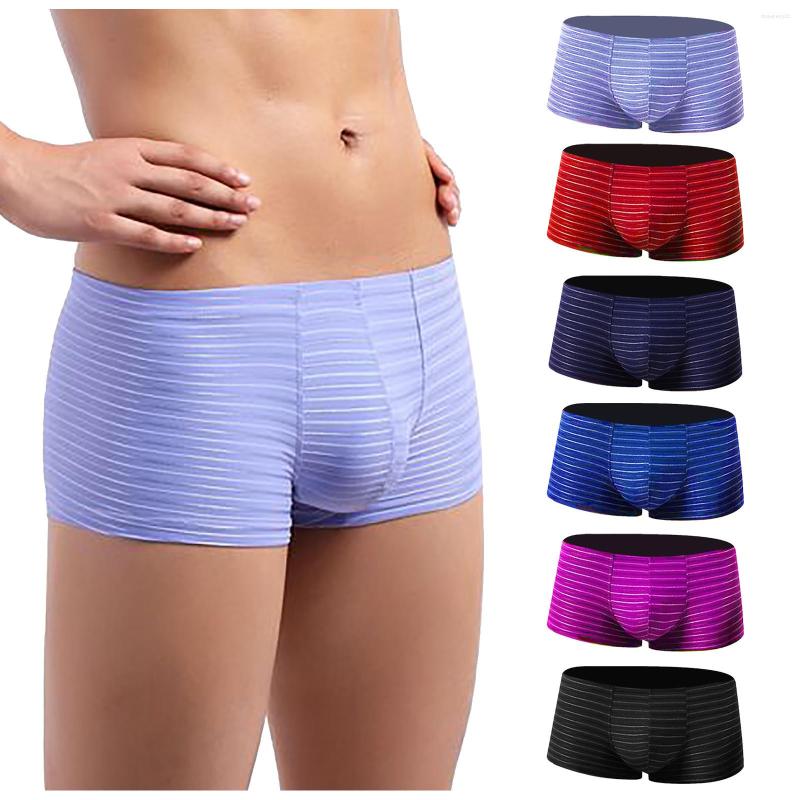

Men's G Strings Sexy Lingerie Gay Thongs Panties Underwear G-string Sissy Erotic Trend Color Stripes Low Waist Boxer Briefs, Black