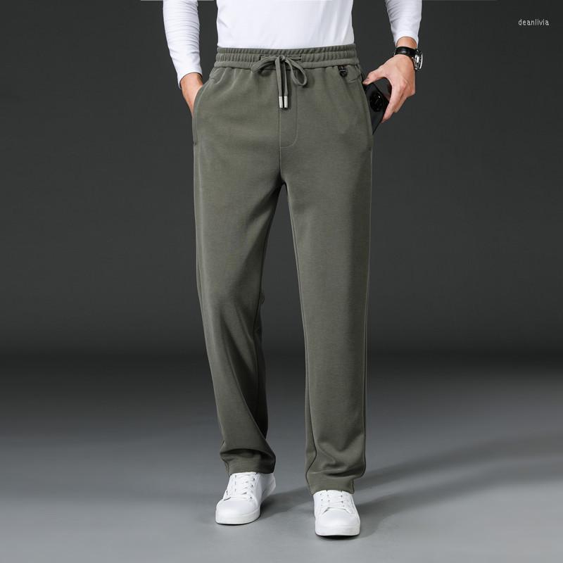 

Men's Pants Minglu Modal Sports Casual Men's Luxury Elastic Waistband Solid Color Autumn Winter Straight Male Trousers Plus Size 6XL, Black