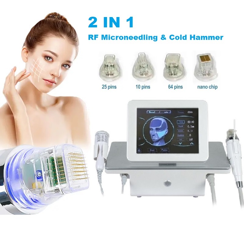 

2023 Microneedle Roller 2 in 1 RF Micro Needling Machine Cold Hammer Firming Acne Scars Stretch Mark Removal beauty machine