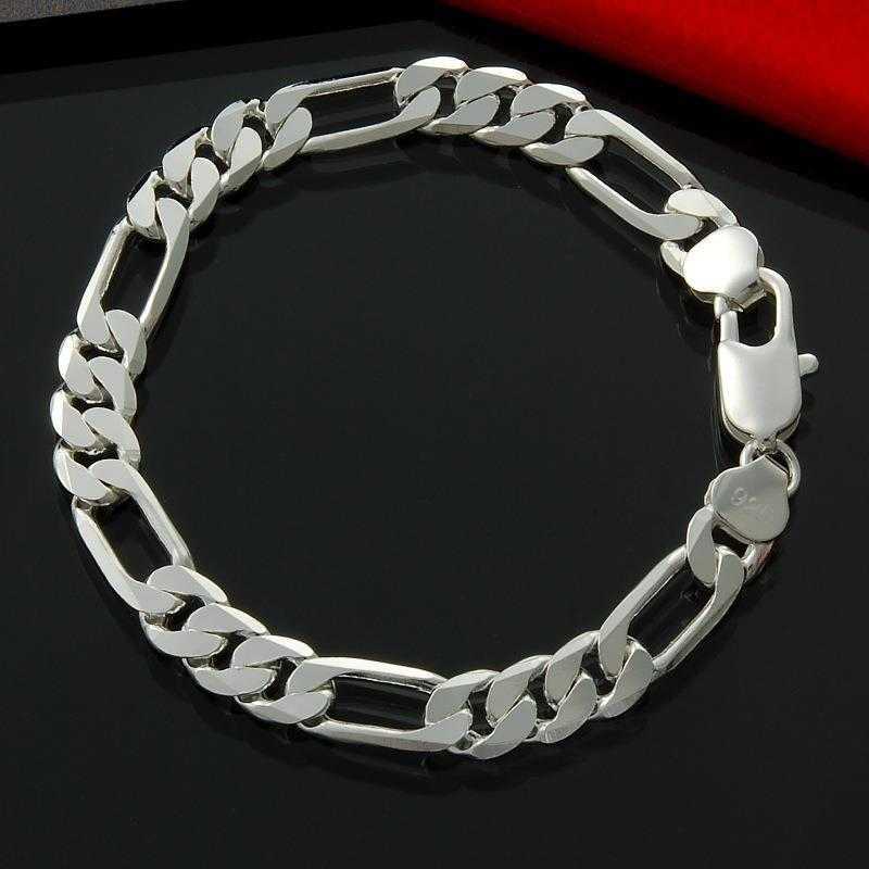 

Figaro Bracelet Mens 3 Rooms 1 Silver Plated Jewelry