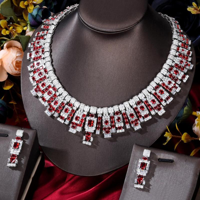 

Necklace Earrings Set Siscathy Luxury High End UAE For Women Wedding Earring Cubic Zircon Dubai Bridal Jewelry 2023, Picture shown