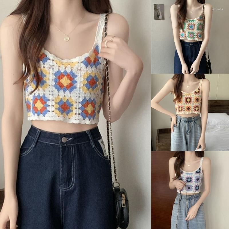 

Women's Tanks Knitted Crop Tops Vest Women Summer Scoop-Neck Camisole-Tank Top Beach-Cover Up, Blue