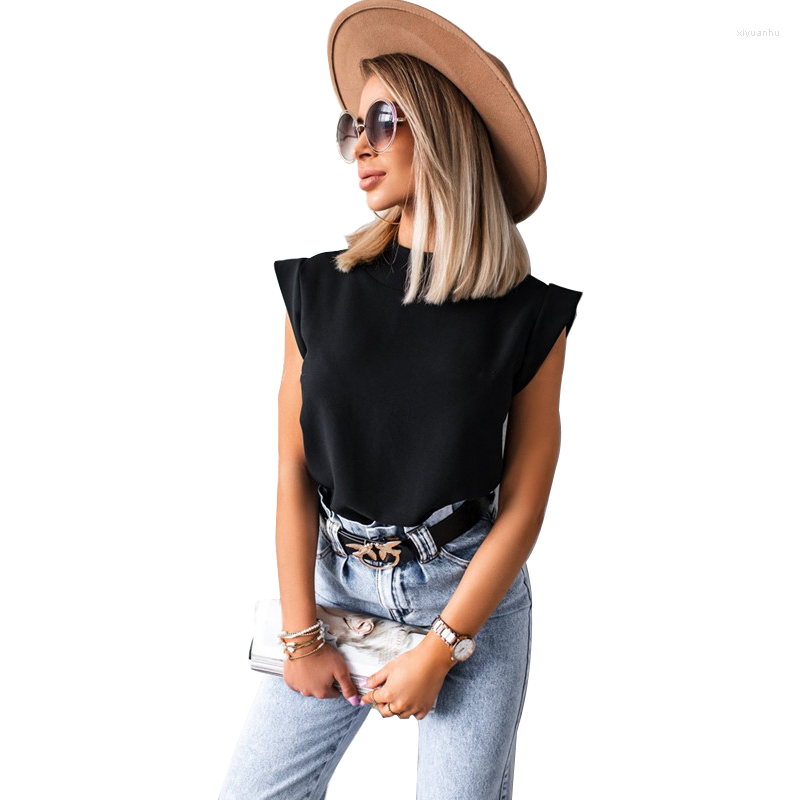 

Women' Blouses Women Blouse 2023 Casual Solid Korean Tee Shirt Elegant Slim Stand Collar Short Sleeve Women' Tops Blusa Mujer Female, Khaki