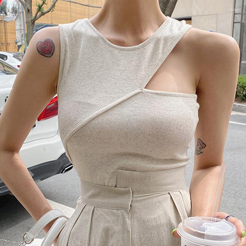 

Women's Tanks Off Shoulder Crop Tank Tops Women O-Neck Summer Top Sleeveless Casual Vest Basic Camisole Womens Clothes Camisetas Sin Mangas, Black