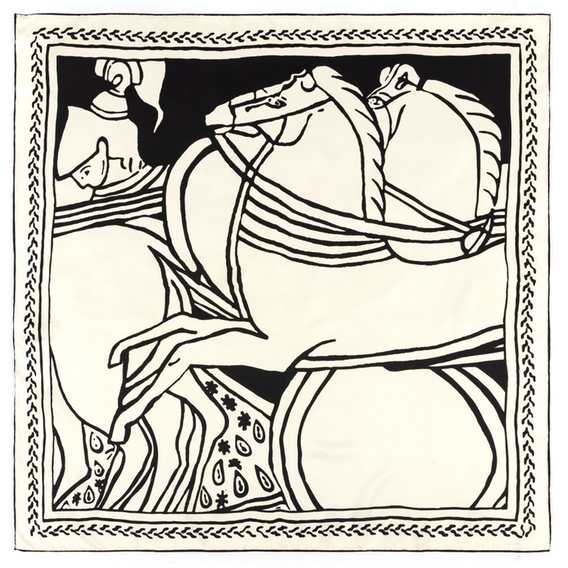 

Sarongs POBING Manual Hand Rolled Twill Silk Scarf Women Horse Print Square Scarves Echarpes Foulards Femme Wrap Lady Bandana Hijab 90CM 230508