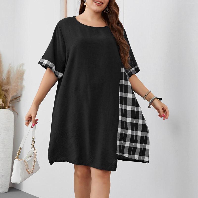 

Casual Dresses Fashionable Plus Size Women's Summer Floral V-Neck Slim Dress Woman 2023 Trendy Roupas Feminina, Black