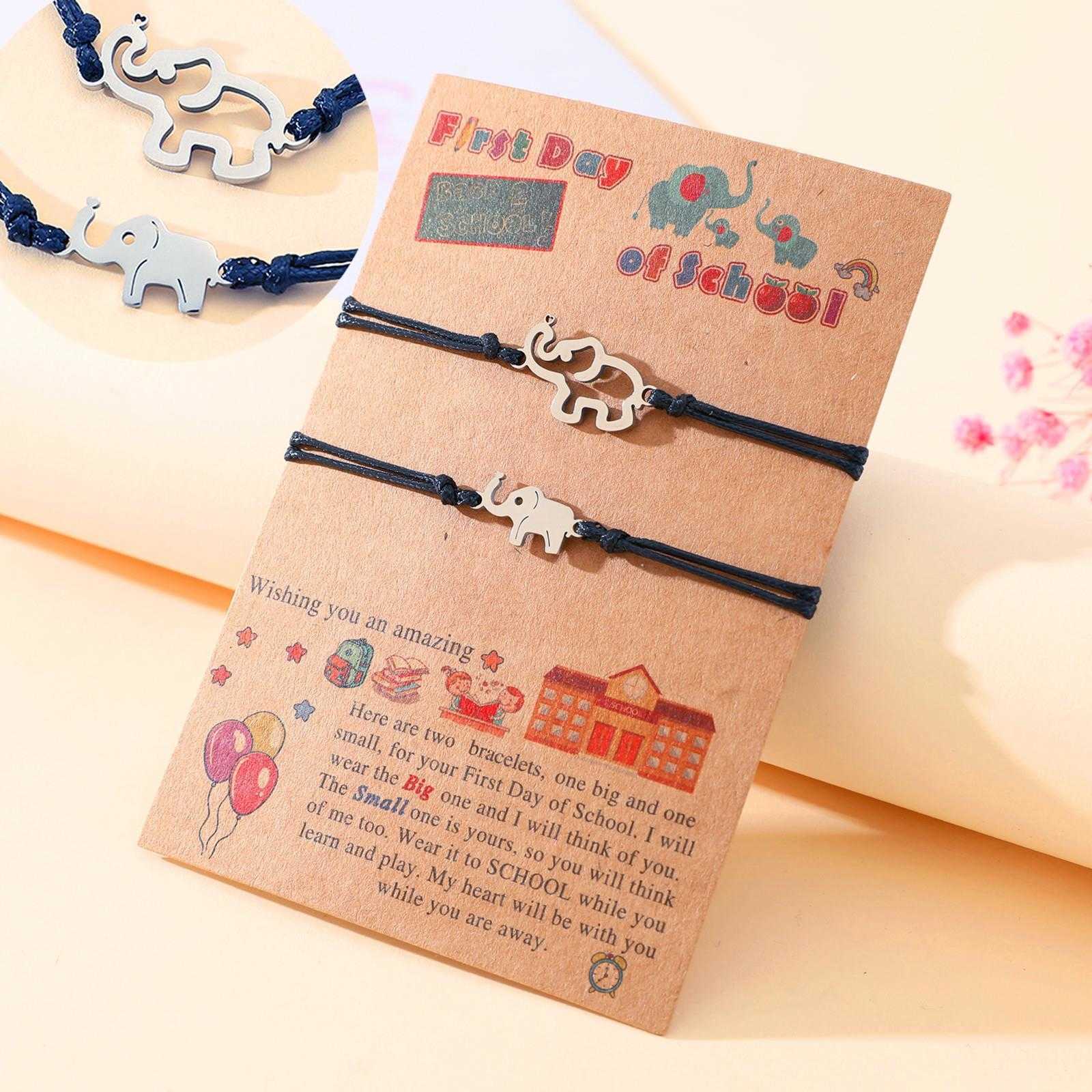 

Arrival School Season Bracelet Creative Stainless Steel Nose Tip Love Elephant Mother Daughter Parent Child Carrying Strap