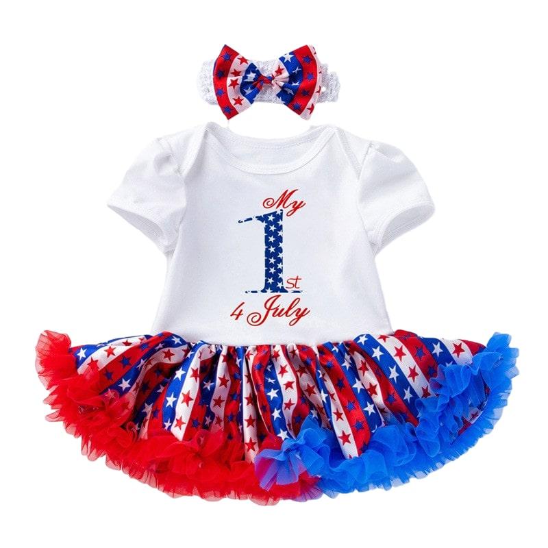 

Girl Dresses Girl's Girls 4th July USA Flag Flip Shirt Independence Day Cotton Clothes Toddler Baby Summer With Headband, 4th of july dress