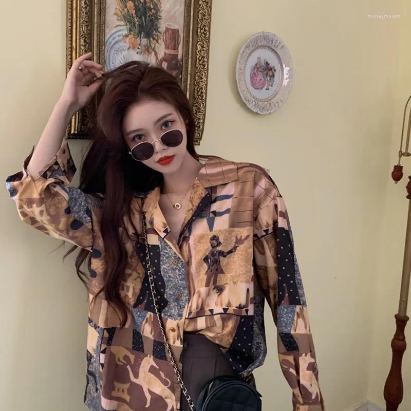 

Women's Blouses Vintage Shirt & Blouse Spring Autumn Design Long Sleeve Top Loose 2023 Fine Elegant For Women, Light brown