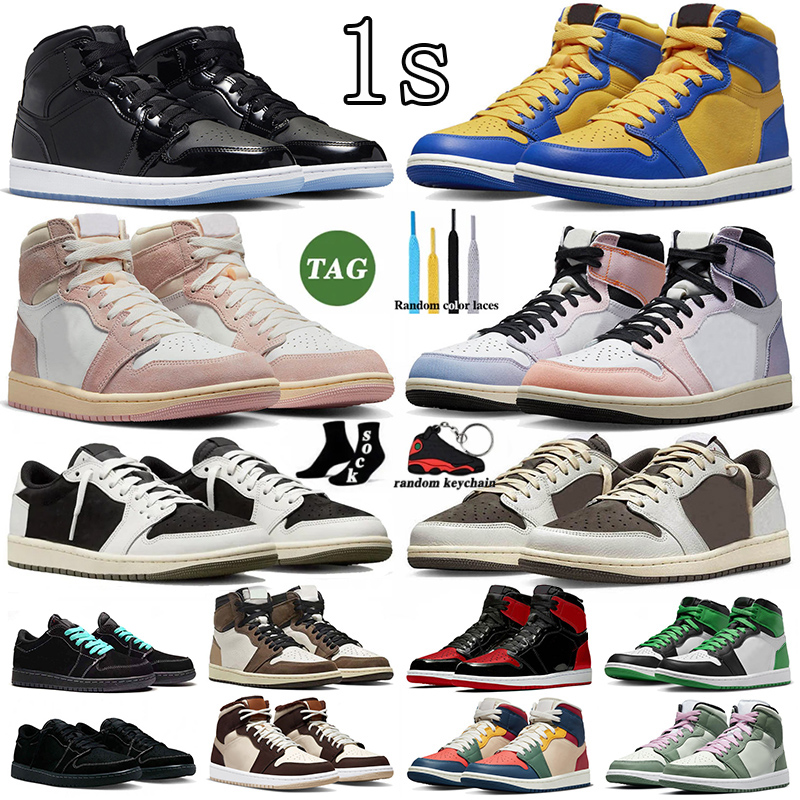 

1 1s Olive Low Basketball Shoes Mens Tiffany Black Phantom Reverse Mocha High Skyline Washed Pink Lucky Green Space Jam Mid Dutch Green Denim Sneakers, # 36-47 space jam