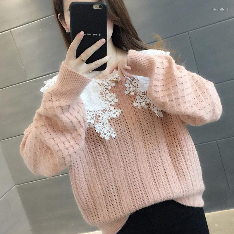 

Women's Sweaters Spring And Autumn Women's Knitted Doll Collar Sweater Pullover Loose Casual Solid Color Long-sleeved, Purple