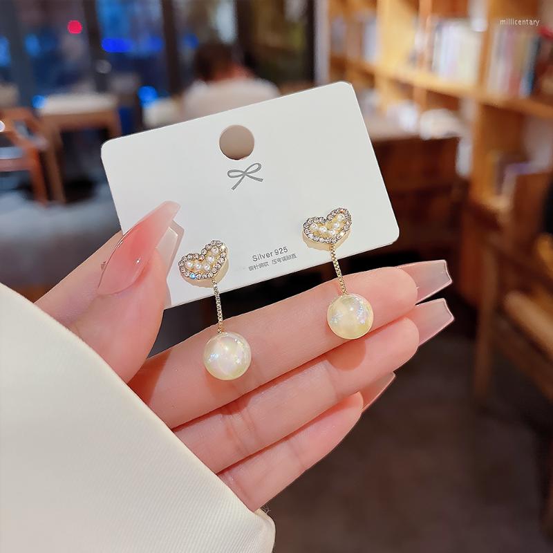 

Dangle Earrings Elegant Pearl Love Korean Fashion Jewelry For Woman Girls Accessories Wholesale