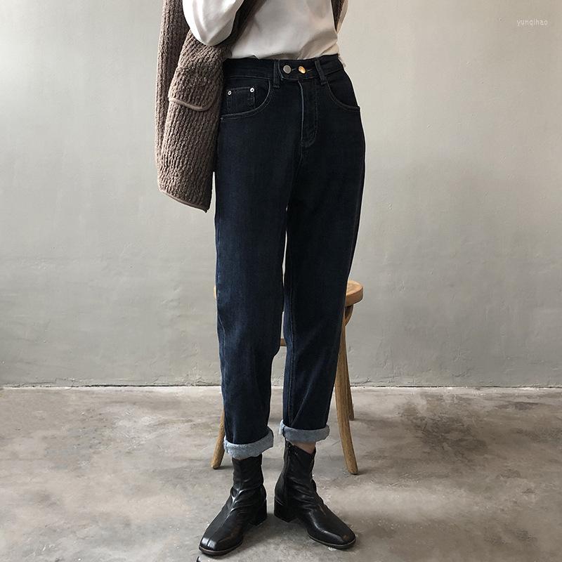 

Women' Jeans Women' High-waist Pants Straight Casual Trousers Winter Warm Elasticity Denim 2023 Fashion