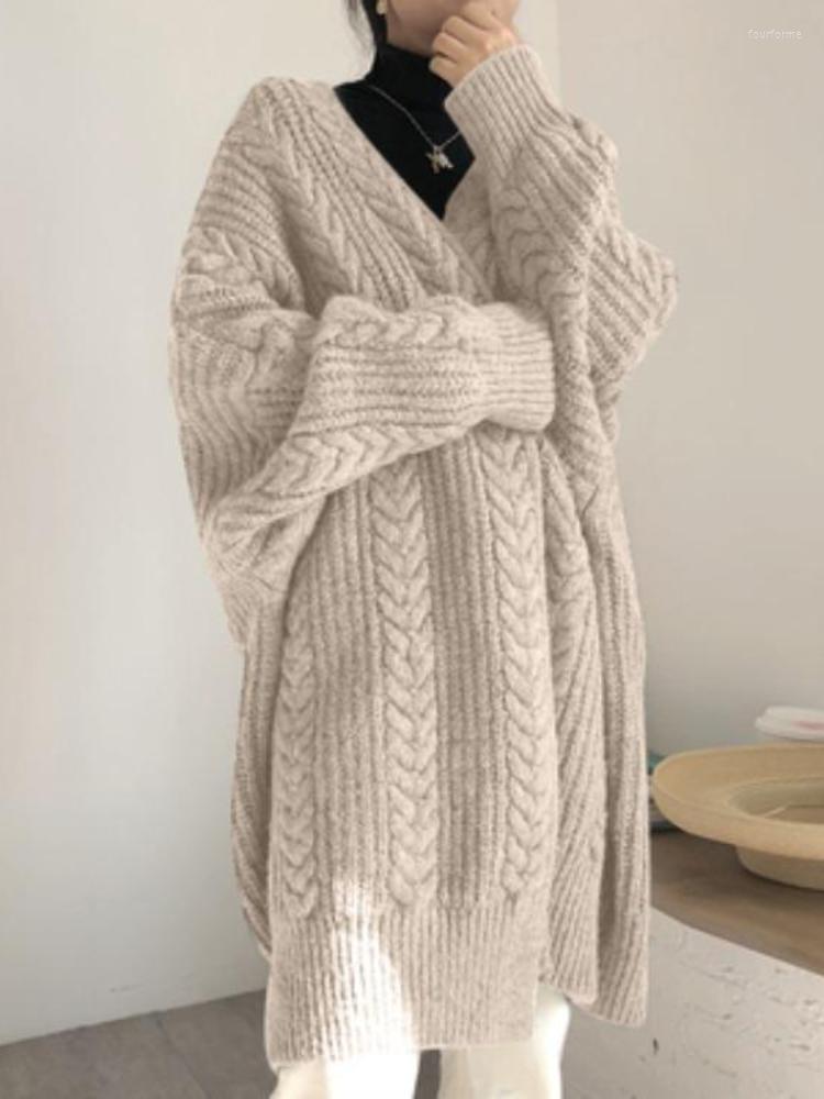 

Women's Knits 2023 Women Loose Long Knit Cardigan Seater Jumpers Coats Winter Sleeve Solid Color Femme Knitted Streetwear Sweaters, Pink