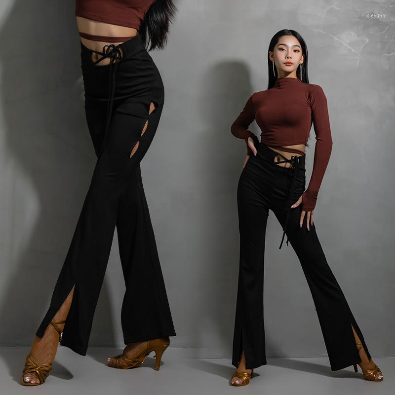 

Stage Wear Latin Dance Pants Female Adult Modern Standard Practice Slim Trousers Rumba Performance Clothes Samba Tap DWY8085, Black pants