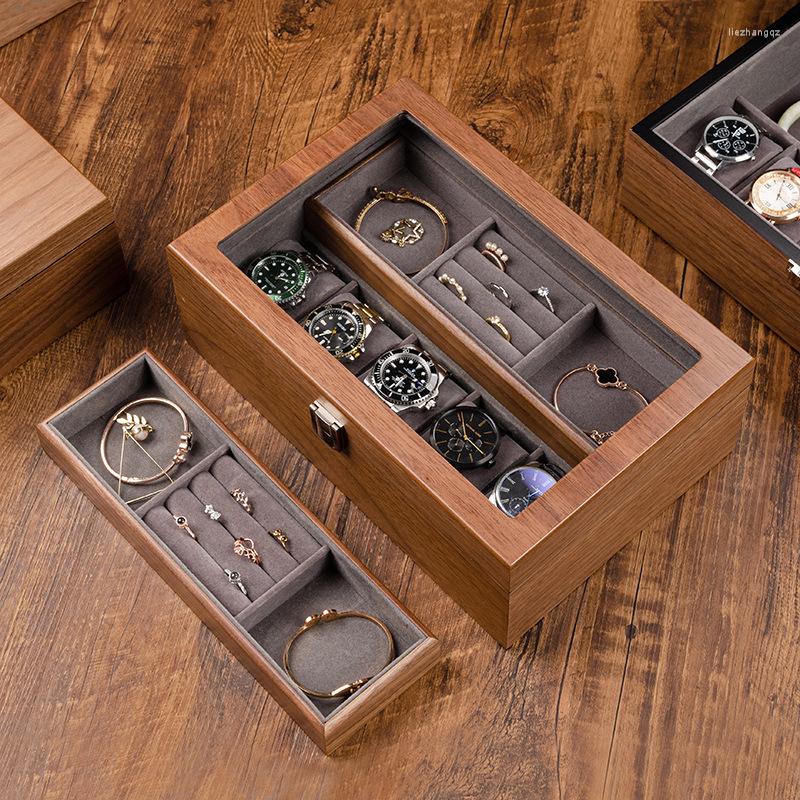 

Watch Boxes Luxury Wood Organizer For Men Woman Vintage Mechanical Jewelry Storage Box Necklace Display Travel Gift