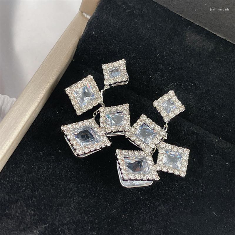 

Dangle Earrings Korean Goddess Square Tassel Delicate Fashion Sweet Girl Romance Long Geometry Fine Jewelry