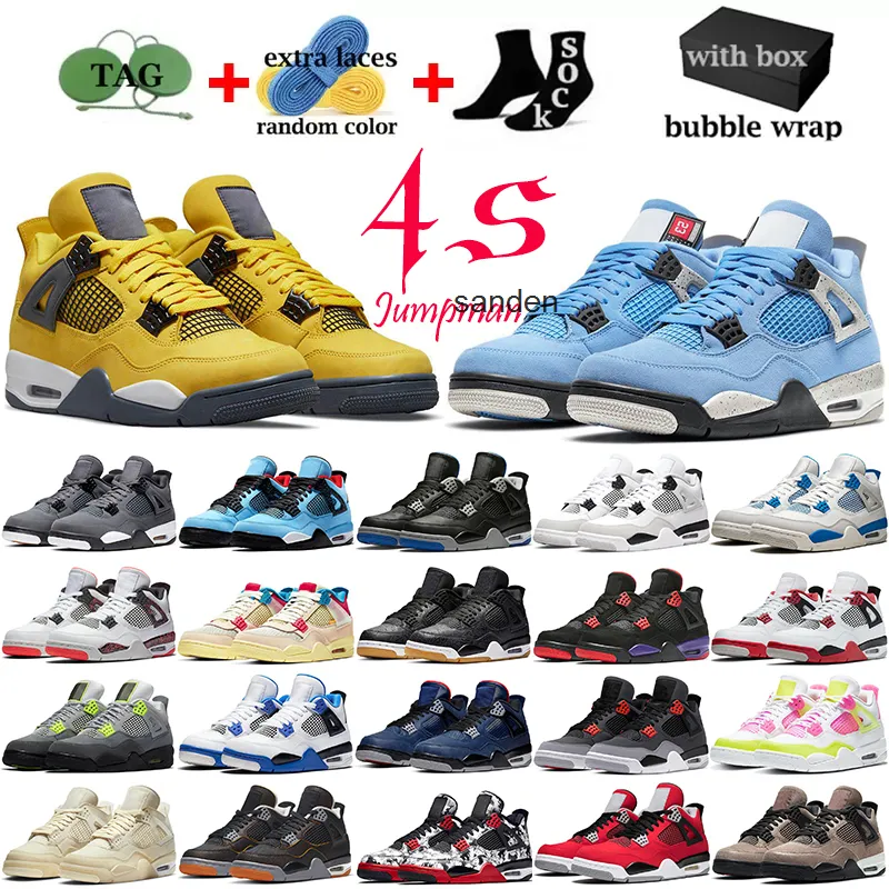 

2023 New Og With Jumpman Jordens 4 4s Men Basketball Shoes University Blue Black Cat Metallic Red Thunder Bred Infrared Mens Womens Sneakers, Military blue