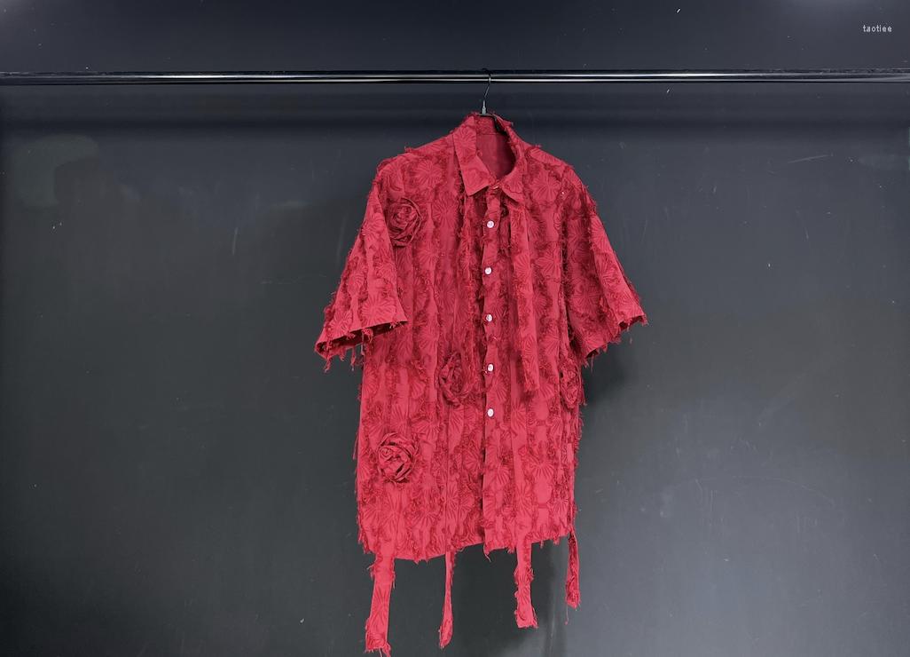 

Men's Casual Shirts Qw0900 Fashion Men's 2023 Runway Luxury European Design Party Style Clothing, Red