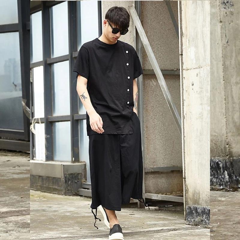 

Men' Pants Men' Wide-Leg Spring/Summer Pure Color Yamamoto Style Hip Hop Street Casual Super Loose Large Size Seven, Black