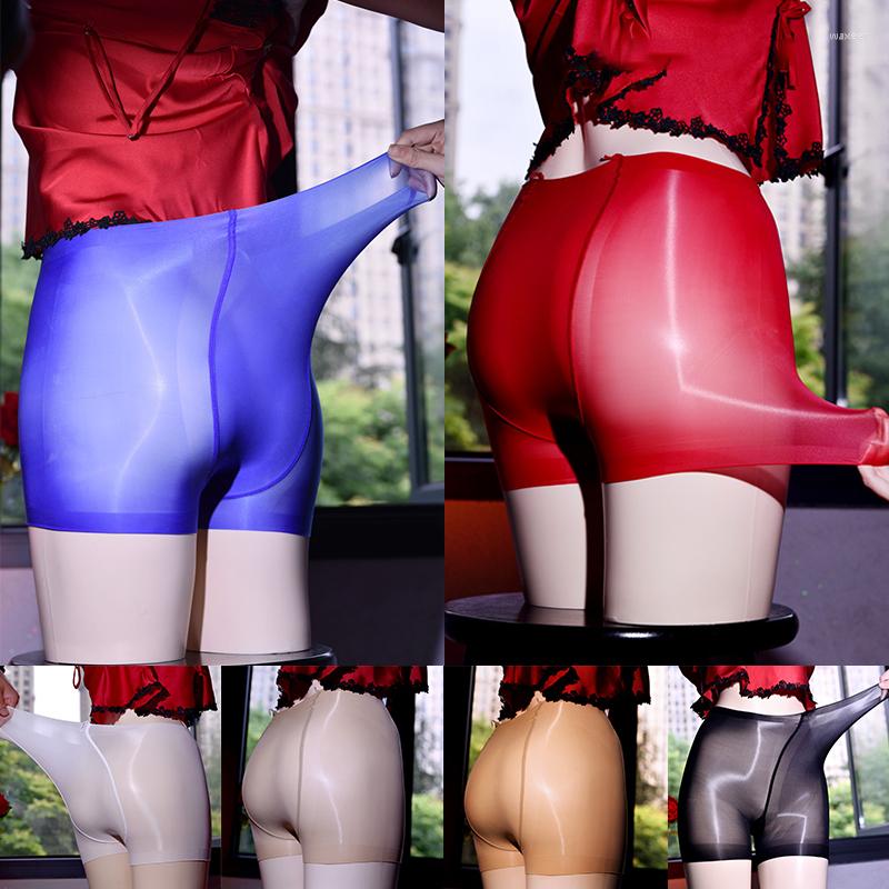 

Women's Panties Sexy Underwear Oil Shiny Sheer High Stretch See Through Underpants Solid Exotic Boxer Shorts Lingerie Women's, Black